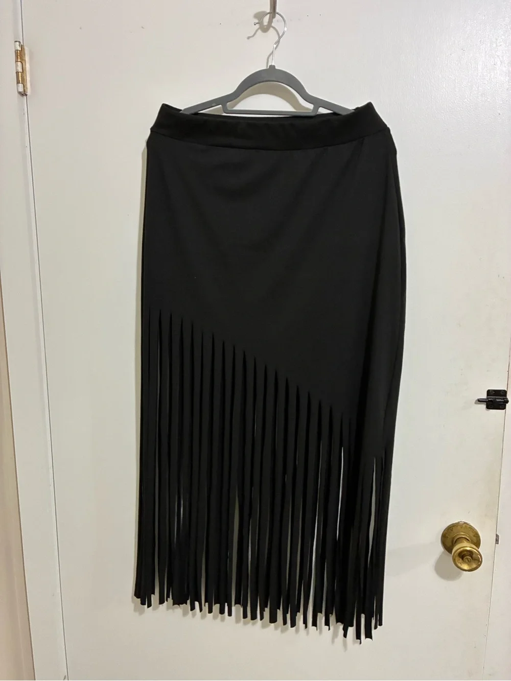 Black Fringe Midi Skirt - Women size large - Picture 1 of 6